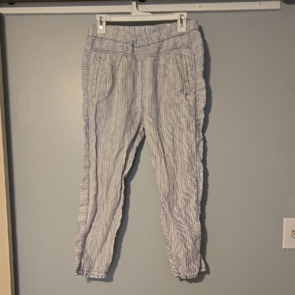 HEI HEI Linen Striped Casual Pants